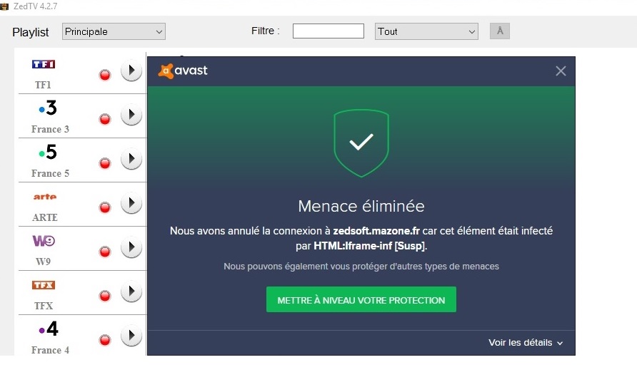 Ce même message apparait dans les deux versions !